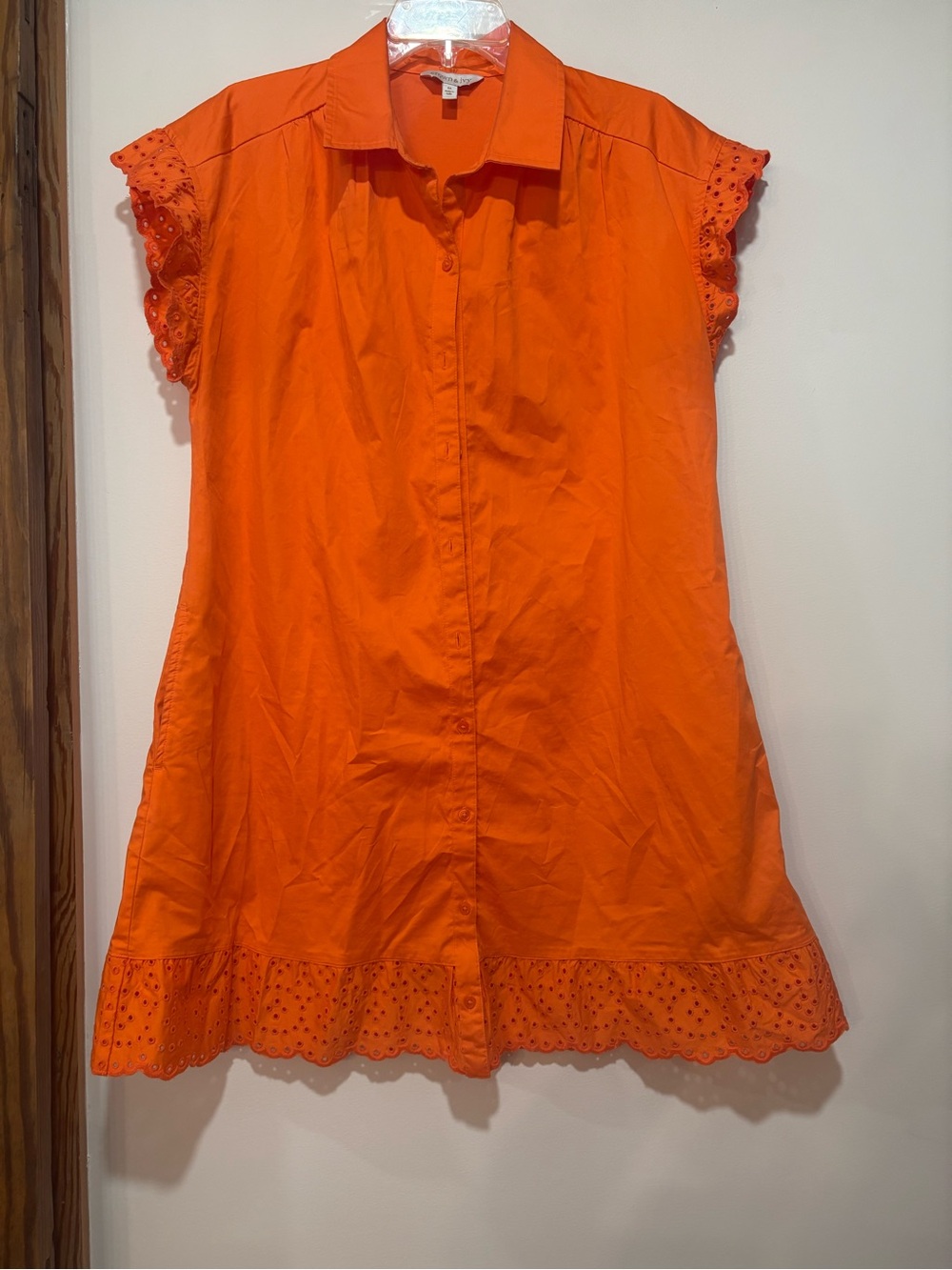 crown & ivy Orange Eyelet Short-Sleeve Tunic